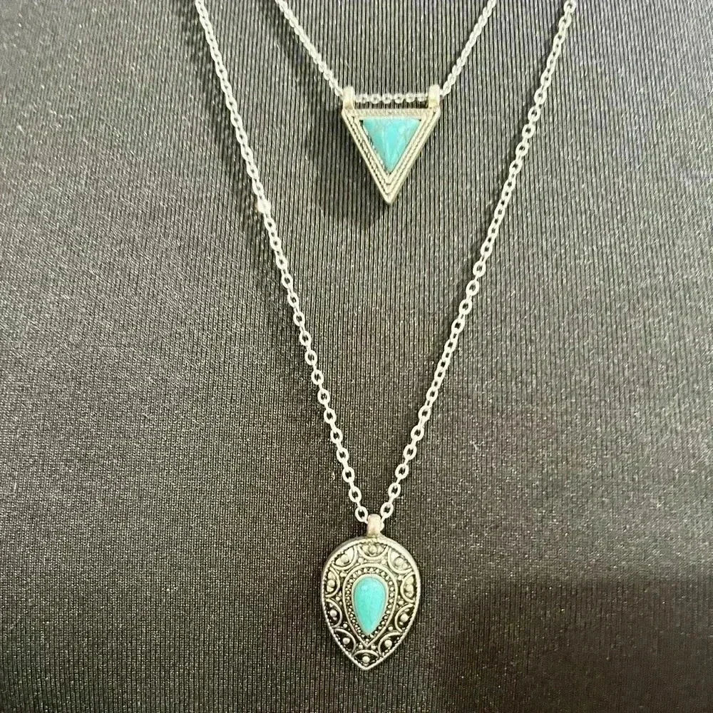 Necklace Double layered boho turquoise